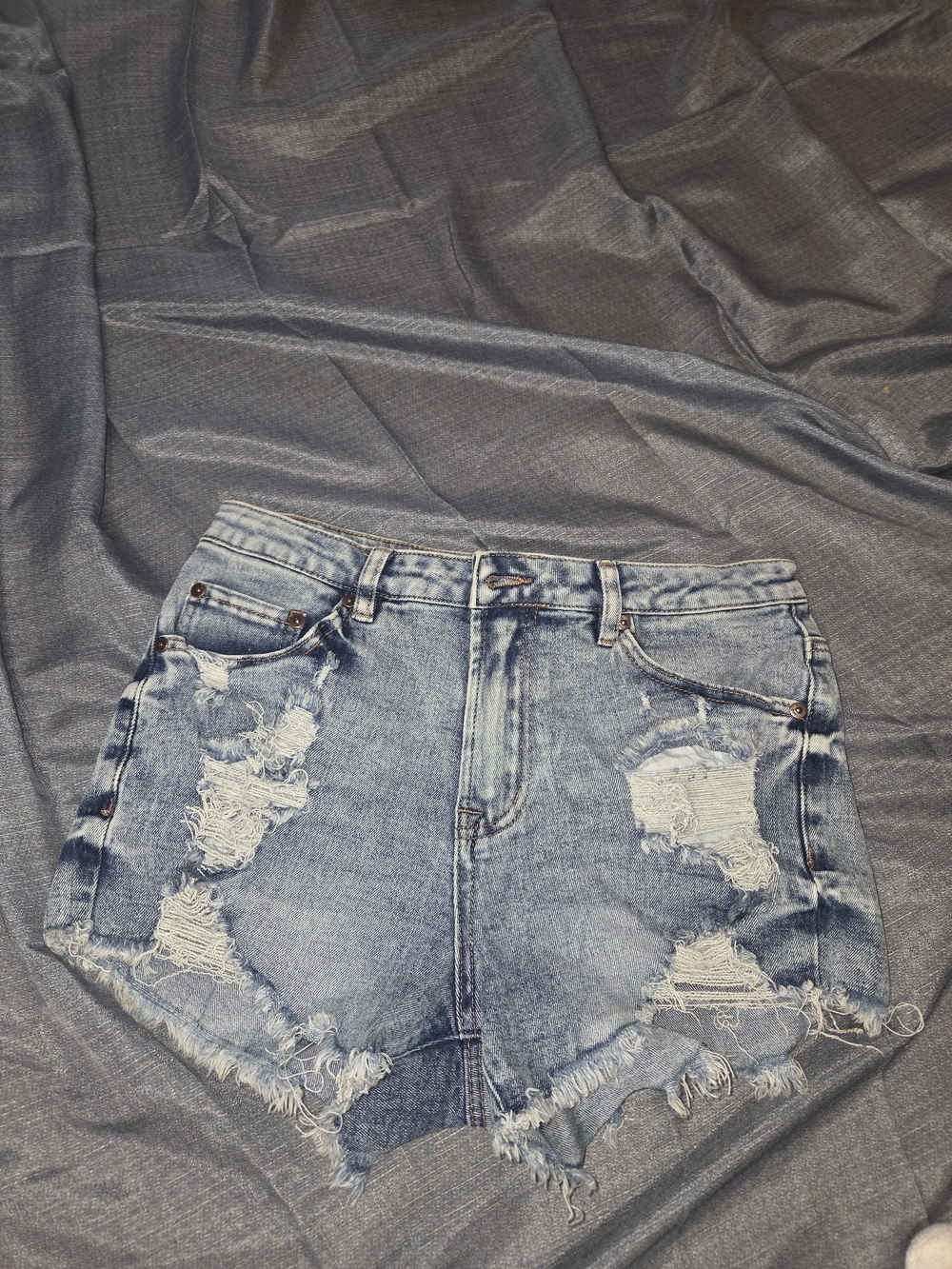 Women's Distressed Light Blue Denim Shorts